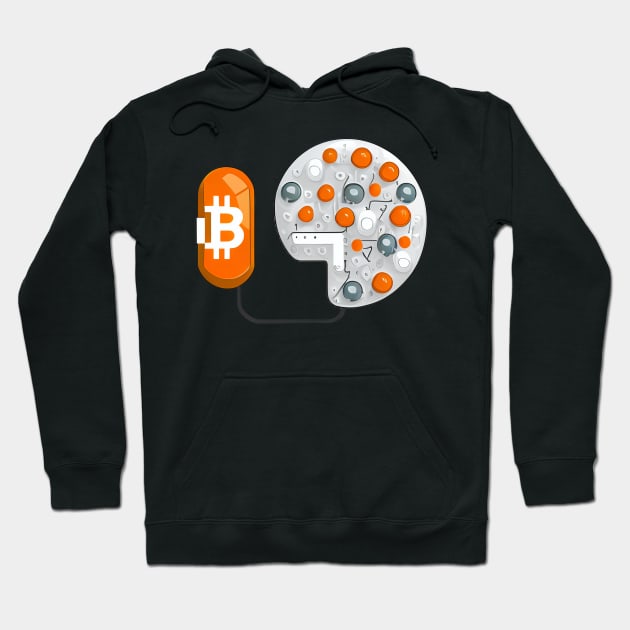 Bitcoin Pill Icon Hoodie by About Passion